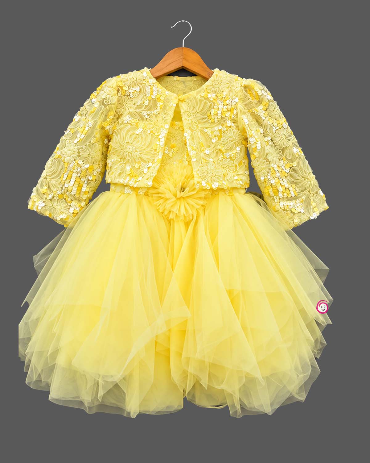 Tiered tulle frock and matching shrug featuring silk frocks for baby girl styling details