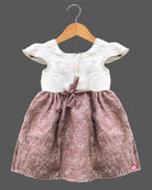 Baby girl cap sleeve floral dress with waist flower applique