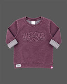 Textured long-sleeve sweatshirt and utility cargo pants set styled as party wear for boys with ribbed trims.