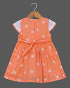 Girls cap sleeve bow design frock - Peach