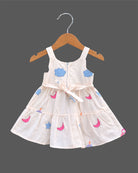 Toddler cotton frock with celestial star moon motifs for casual wear