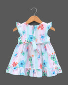 Toddler floral pintucked cotton frock with frill sleeves for birthday Casual wear