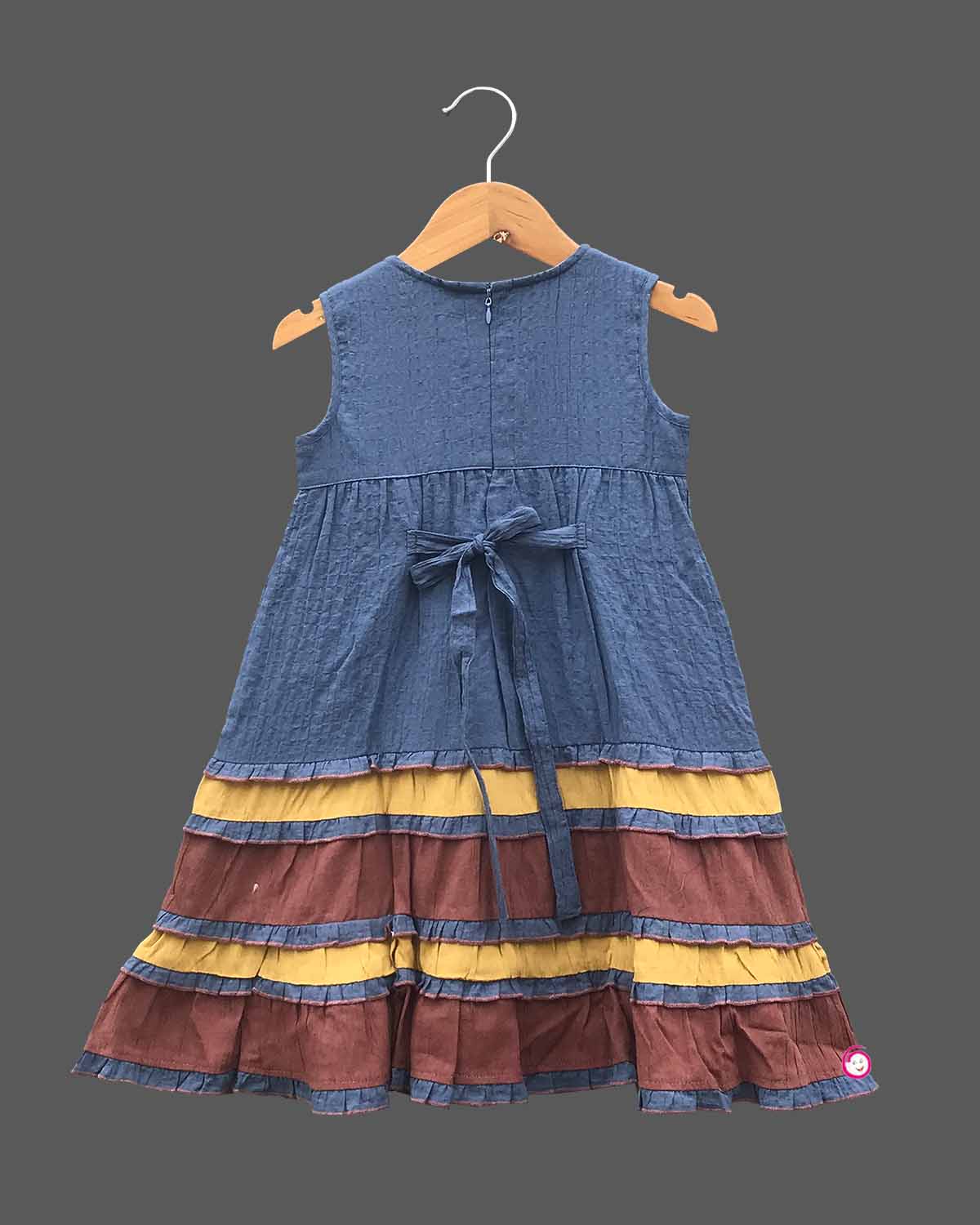 Girls sleeveless anarkali design frock - Dark Grey