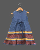 Girls sleeveless anarkali design frock - Dark Grey