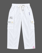Hooded striped pullover top with drawstring cargo trousers set designed for party wear for boys.