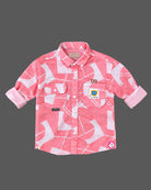 Boys long sleeve button-down shirt and cargo pants party wear for boys with chest utility pockets
