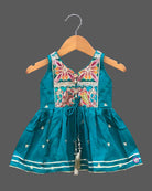 Baby girl ethnic embroidered silk sharara top flared pants dupatta set for kids traditional festive wear
