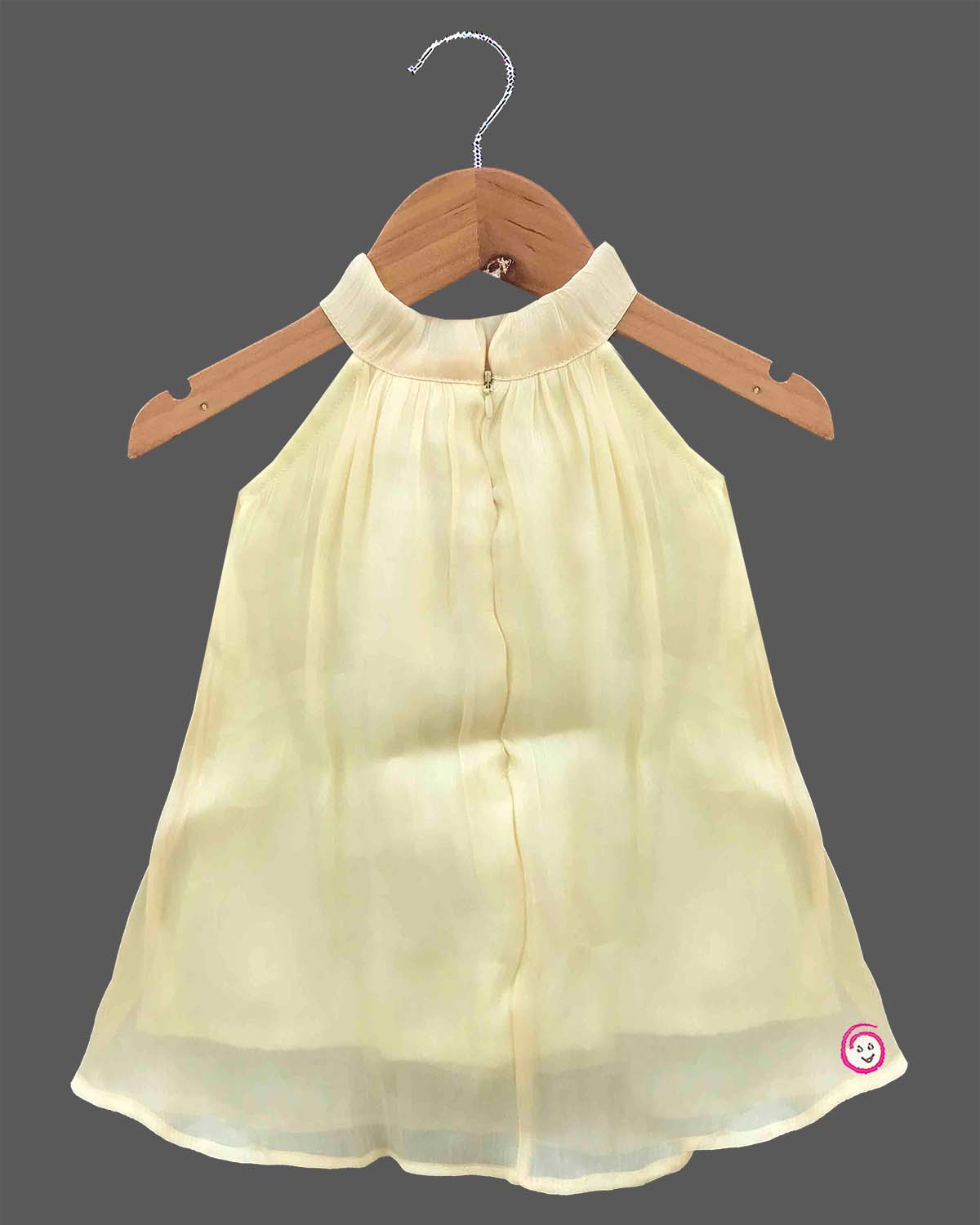 Toddler georgette casual frock with bow detail sleeveless halter neck party outfit for girls