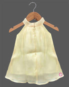 Toddler georgette casual frock with bow detail sleeveless halter neck party outfit for girls