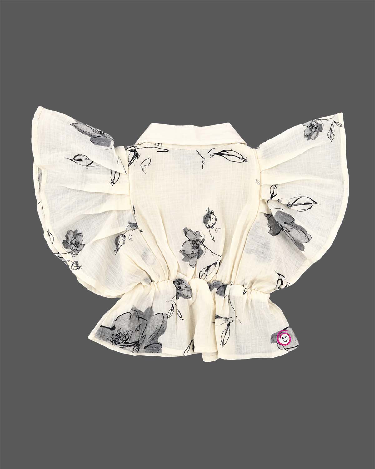 Kids printed butterfly sleeve western top with drawstring waist for birthday celebration