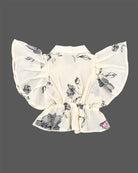 Kids printed butterfly sleeve western top with drawstring waist for birthday celebration