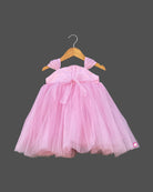 Girls pink floral applique with partywear frock - Pink