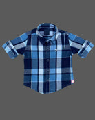 Boys checked shirt with t shirt - Royal Blue