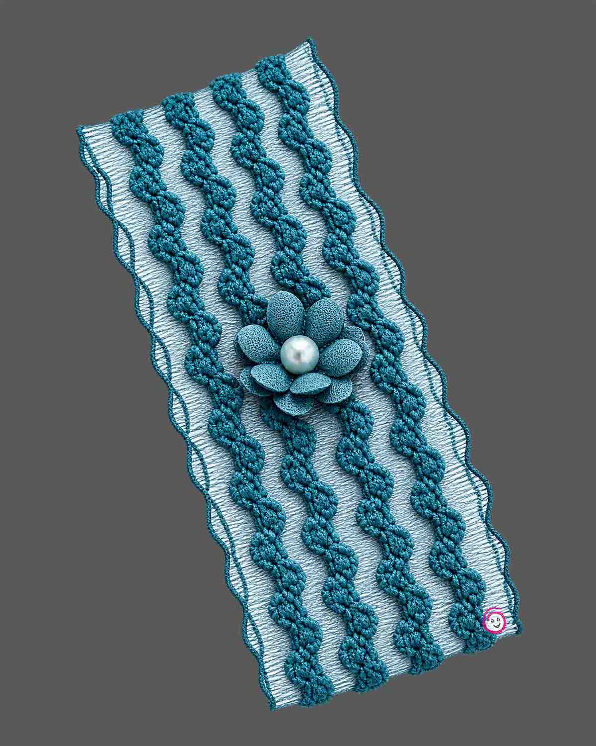 Teal blue and dark green glitter net party frock for girls with flower bow accent