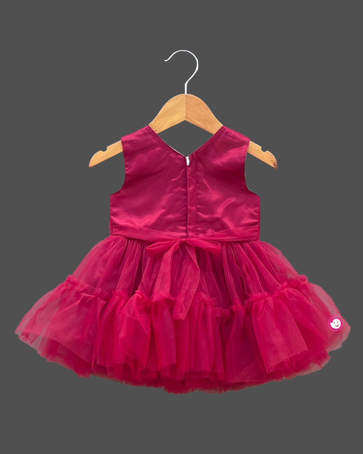 Girls floral design party frock - Burgundy