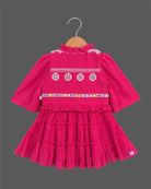 Toddler tiered western frock with embroidered jacket set for girls party wear