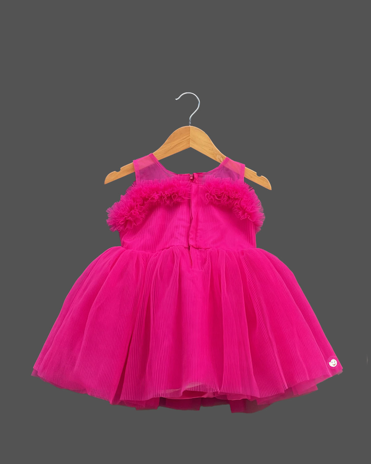 Girls applique with partywear frock - Dark Pink