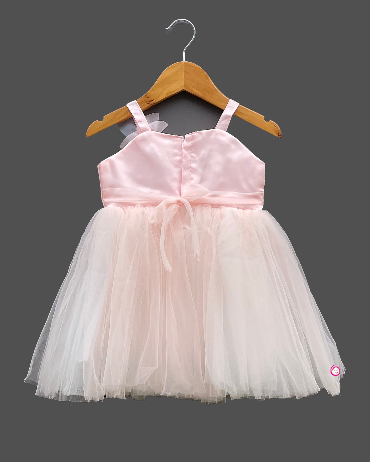 Girls floral design with partywear frock - Peach