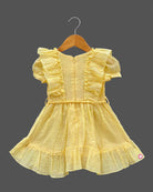 Girls square neck with western frock - Yellow