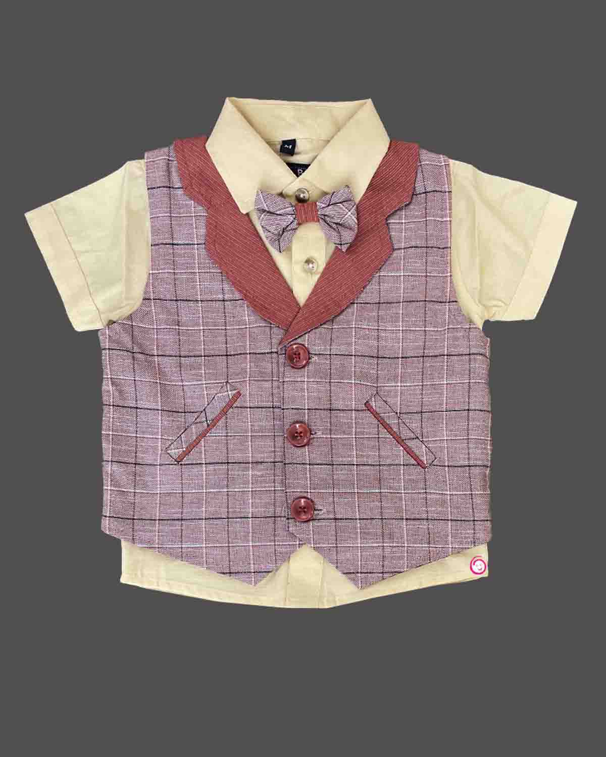 Boys design Printed waistcoat set - Brown