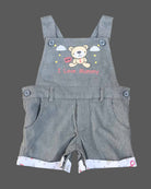 Girls printed dungaree with half sleeve t shirt - Grey
