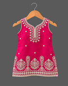 Toddler embroidered kurti and patiyala pants ethnic wear set for festive party and family celebrations
