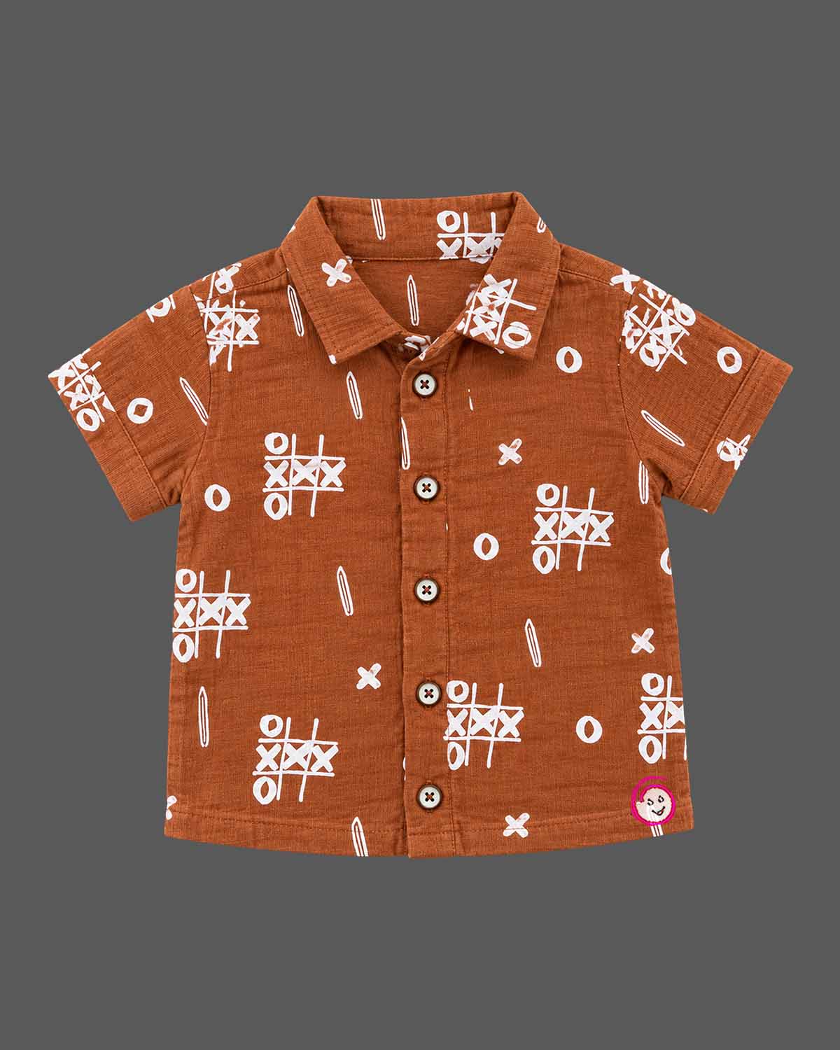 Toddler boy ethnic wear printed shirt and shorts set with camp collar and elastic waist