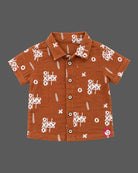 Toddler boy ethnic wear printed shirt and shorts set with camp collar and elastic waist
