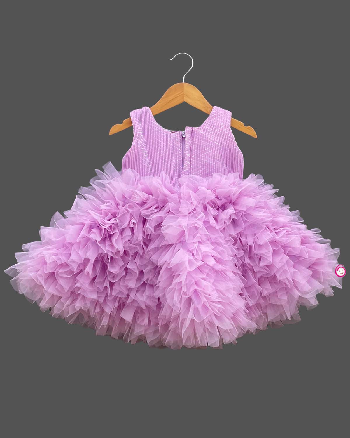 Girls ruffled with partywear frock - Lavender