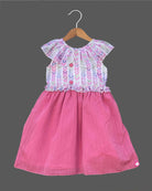 Girls leaf printed casual frock - Pink