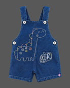 dungaree set for boys featuring dinosaur embroidery and graphic tee