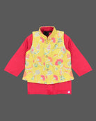 Boys colorful printed modi suit - Pink