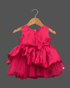 Girls ruffled with partywear frock - Magenta