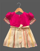 Toddler silk traditional frock with intricate embroidery and zari border for ethnic festivals