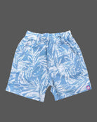 Two piece printed short sleeve shirt and elastic shorts set for young boys