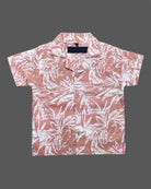 Matching printed button down short sleeve shirt and shorts set for kids casual wear