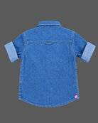 Boys denim button-down shirt with chest pockets for party wear for boys