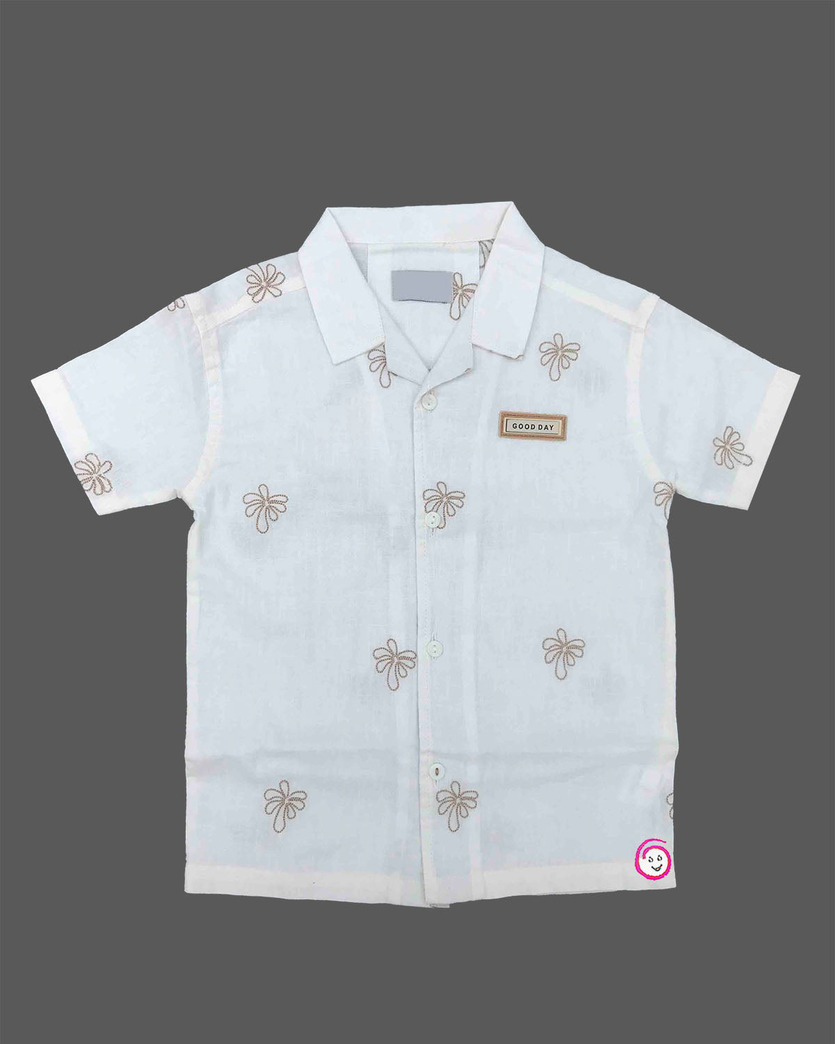 Infant boys embroidered short sleeve shirt and cargo shorts set for summer outings