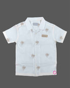 Infant boys embroidered short sleeve shirt and cargo shorts set for summer outings