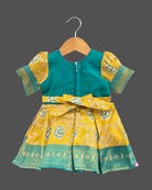 Girls puff sleeve with traditional frock - Dark Green