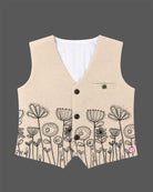 boys waistcoat suit set with embroidered vest shirt pant and bow tie for boys party wear