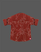 Stylish junior statement piece featuring minimalist line pattern shirt with folded sleeve tabs