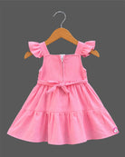 little girl smocked cotton frock flutter sleeve casual party dress