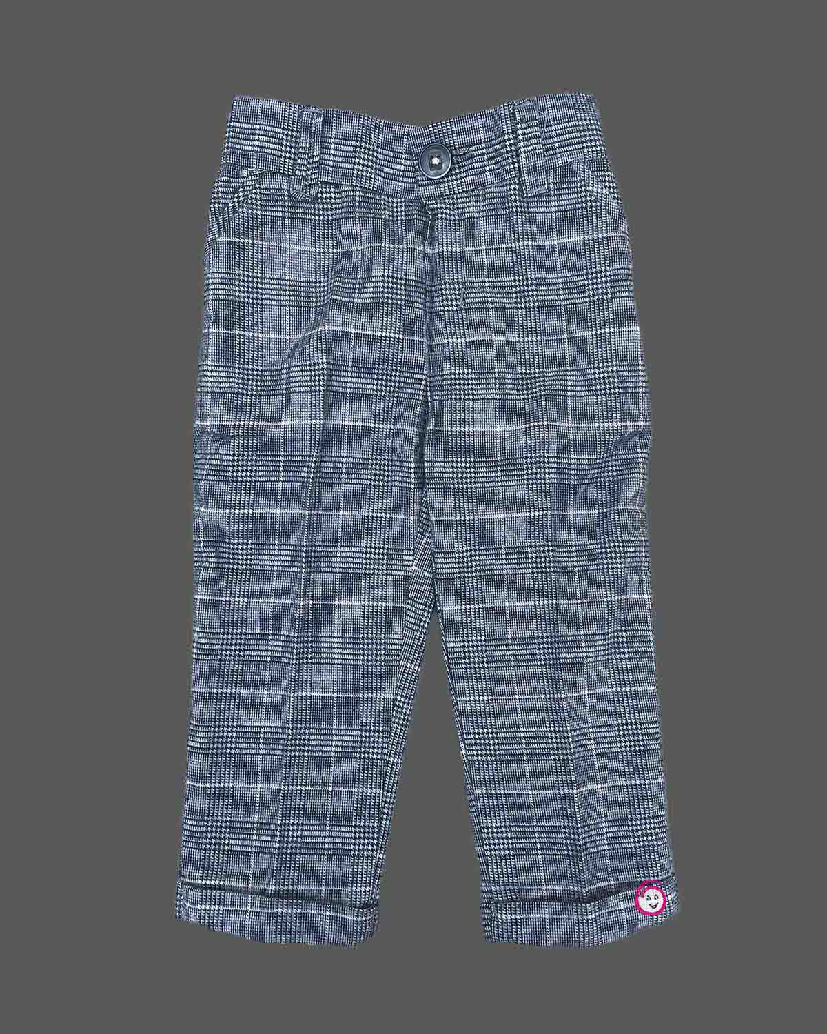 Toddler indo western dress for boys featuring a check waistcoat, crisp shirt, and matching pant