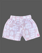Mauve printed cotton button-down shirt with matching elasticated shorts baby boy top and shorts set for summer vacations, playdates, and park outings
