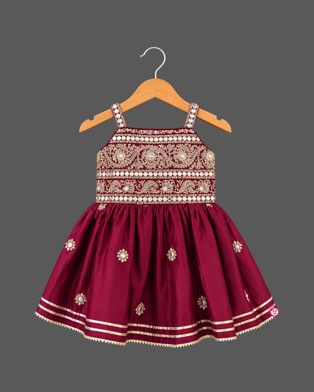 Infant silk patiyala set with embroidered sleeveless top and dhoti pants for festive wear