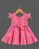 Baby girl embroidered cotton frock featuring flutter sleeves and a tiered skirt for casual wear.