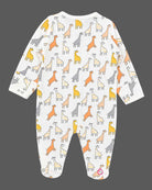 Giraffe printed full sleeve front snap romper dress for infant boys