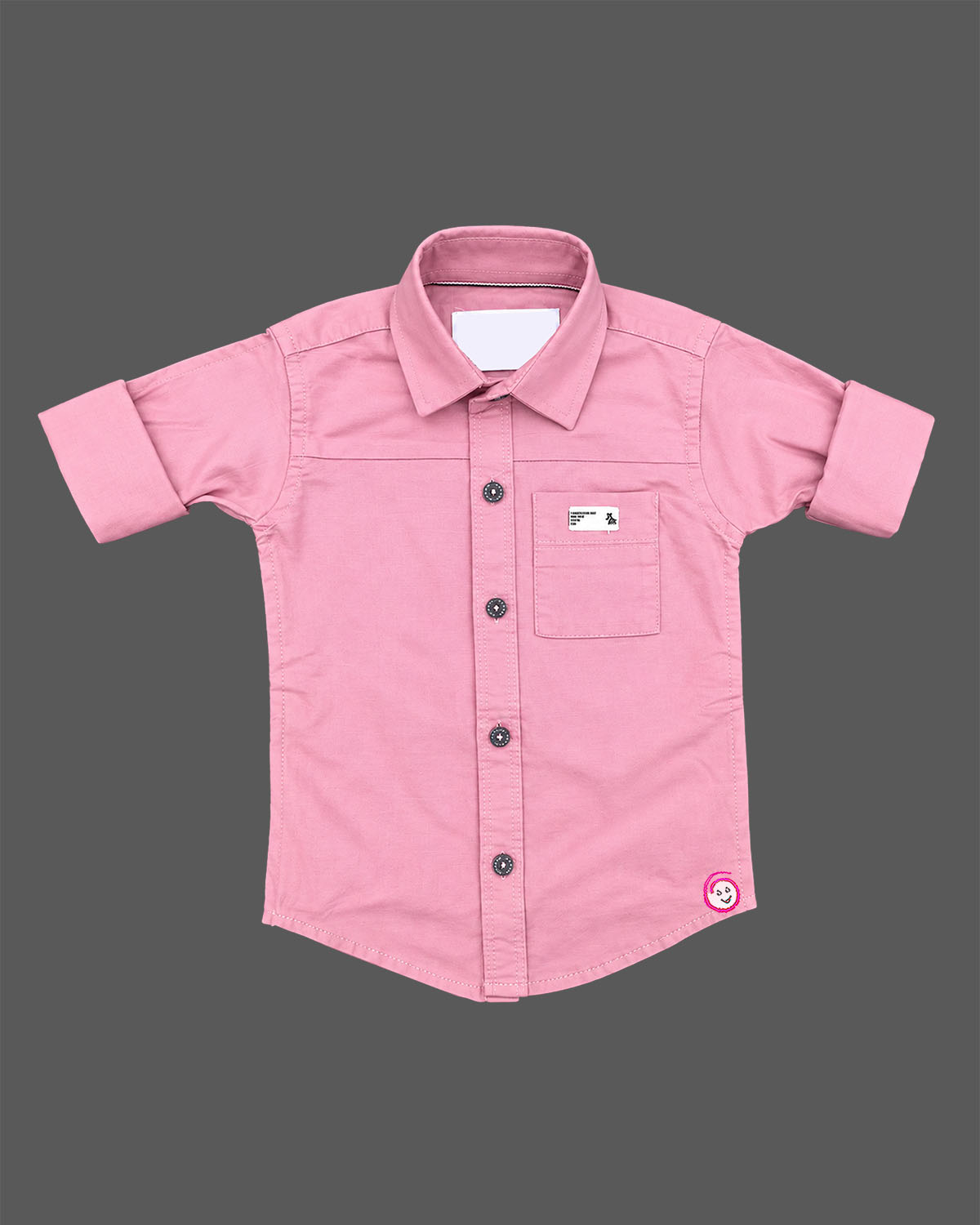 Boys cotton button-up shirt with chest pocket and graphic printed short sleeve inner t-shirt set