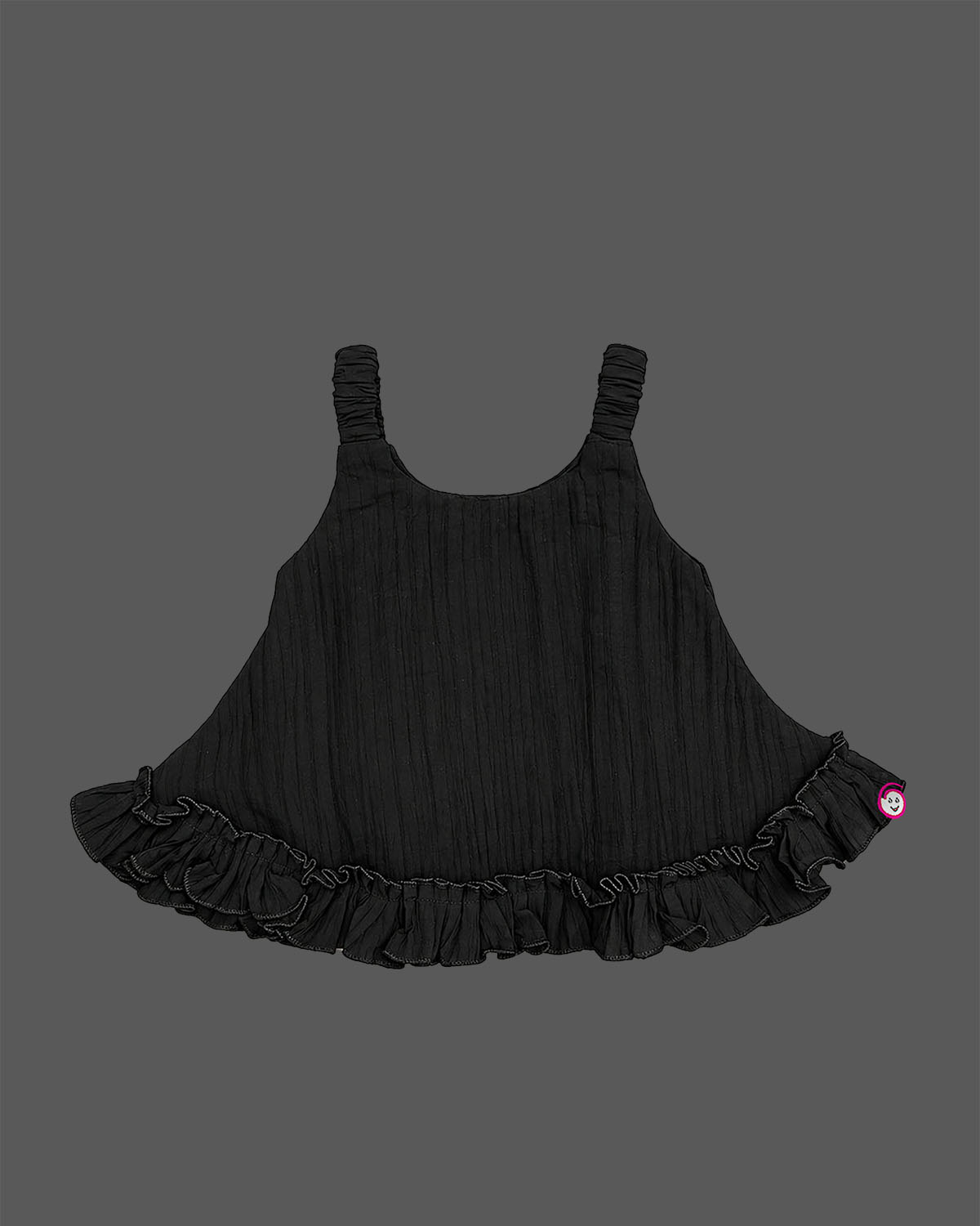 Toddler cotton sleeveless top featuring ruffled hem for casual clothing and playwear